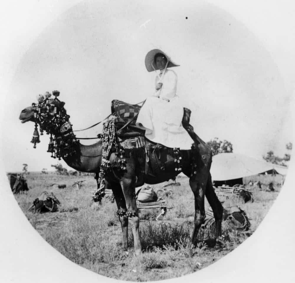 Victorian lady travel tips - woman on camel 1880