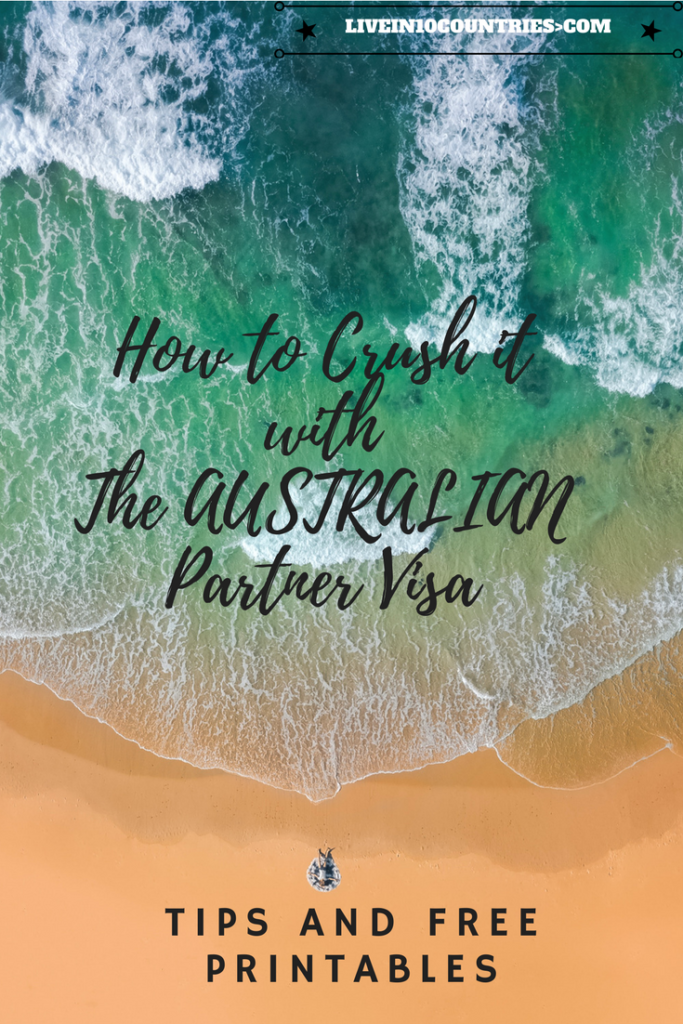 Tips trick and a guide with free printables to help you succeed with the Australian Partner Visa online. Good luck!
