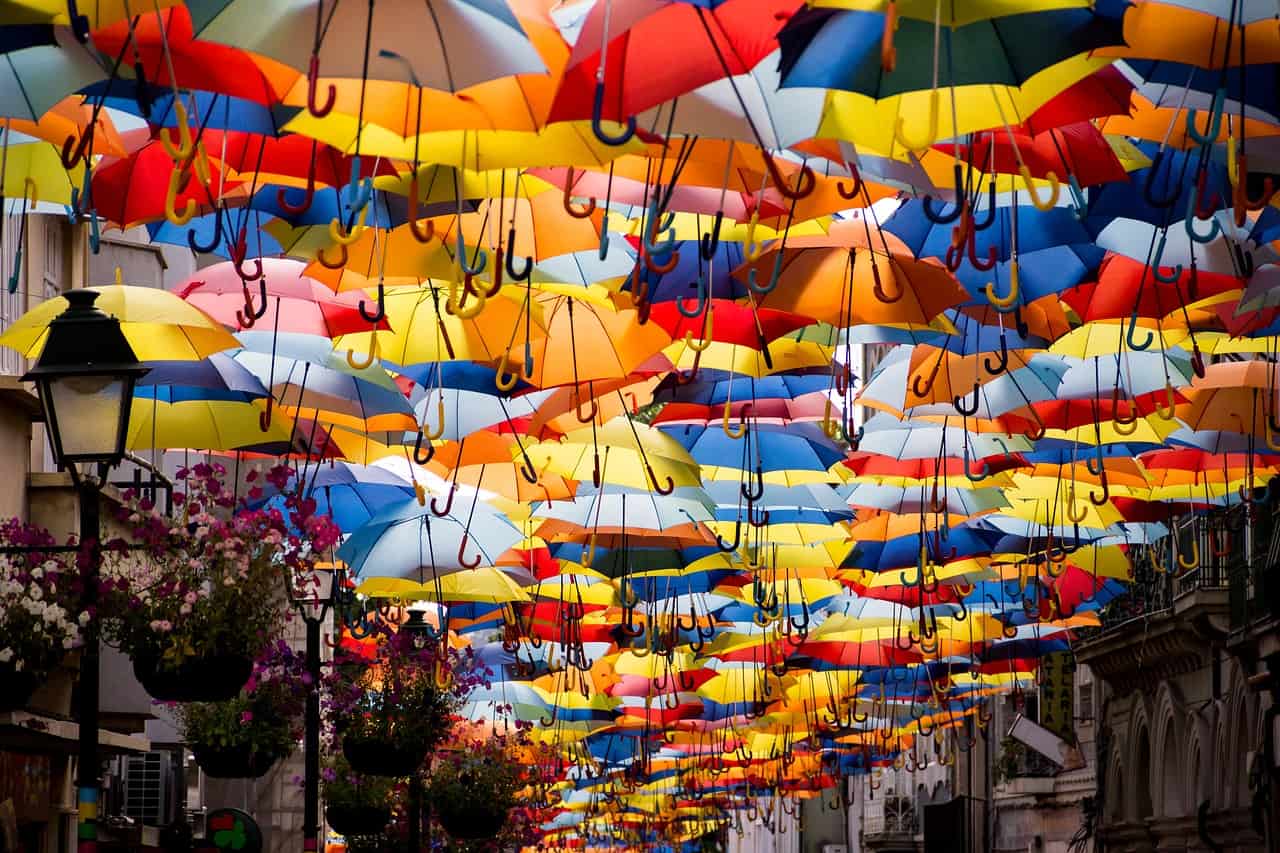 Lisbon's colourful umbrella street