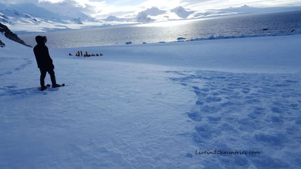 Snowshoeing activity in Antarctica